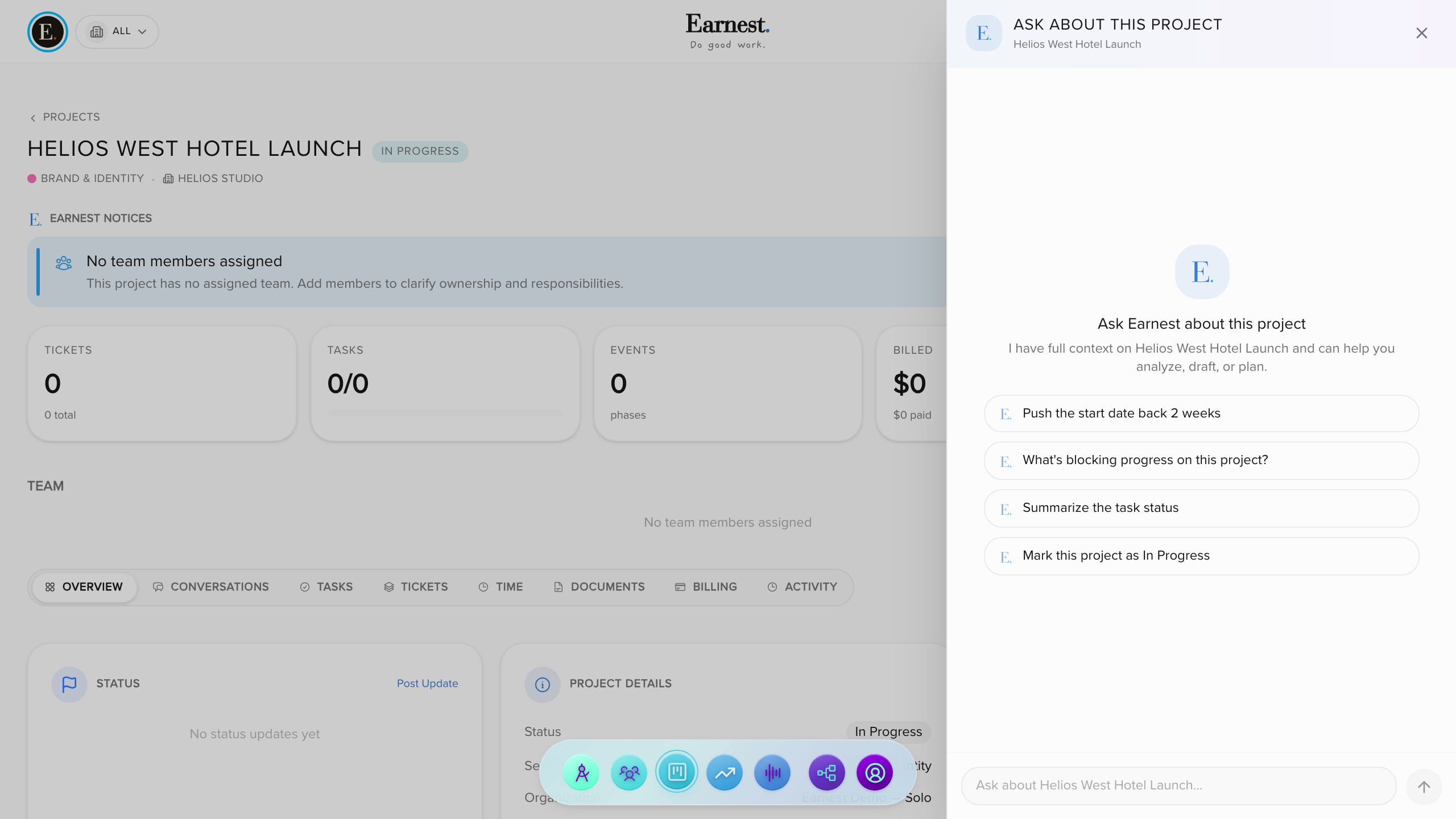 AI Actions inside Earnest