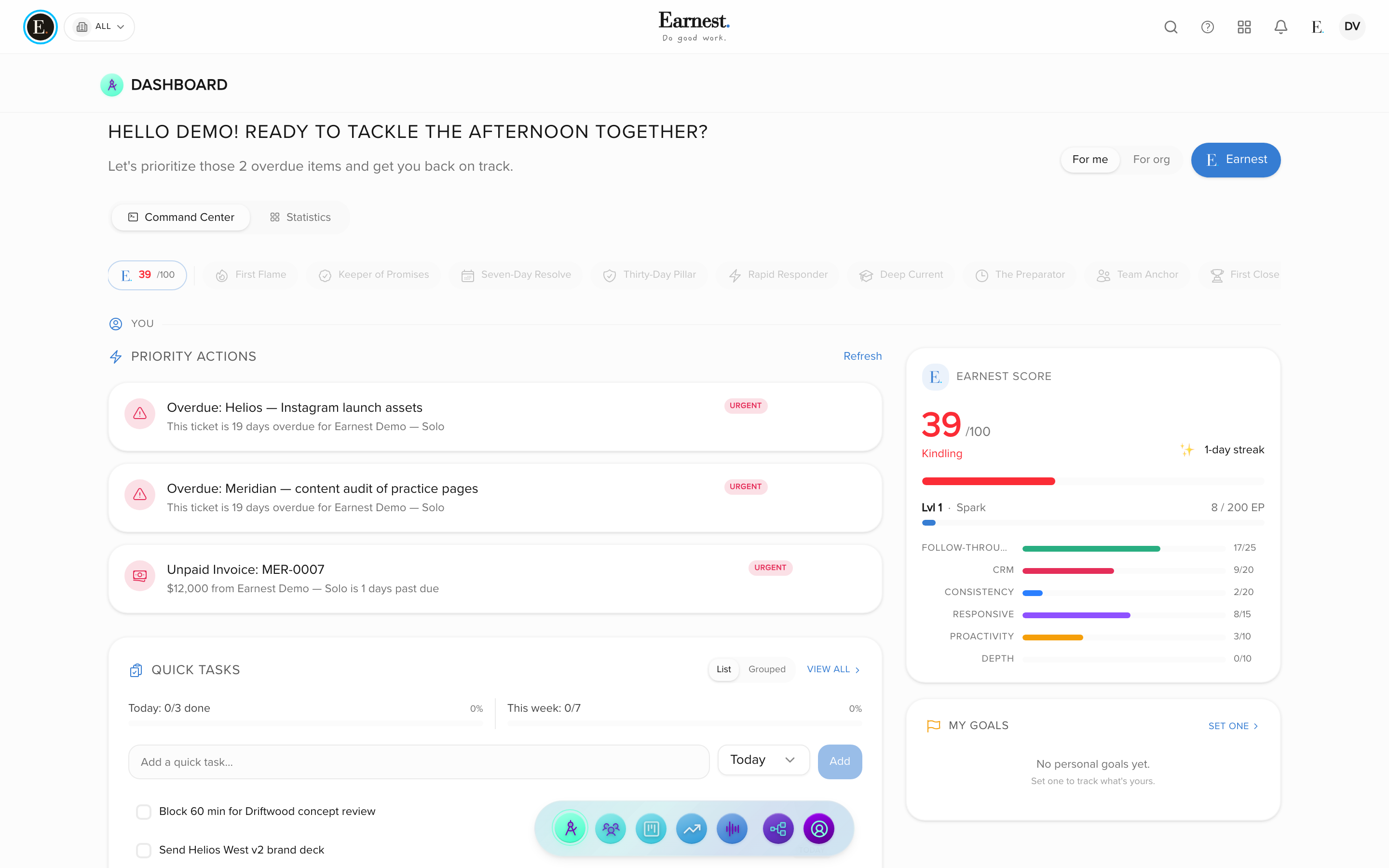 Client Portal inside Earnest