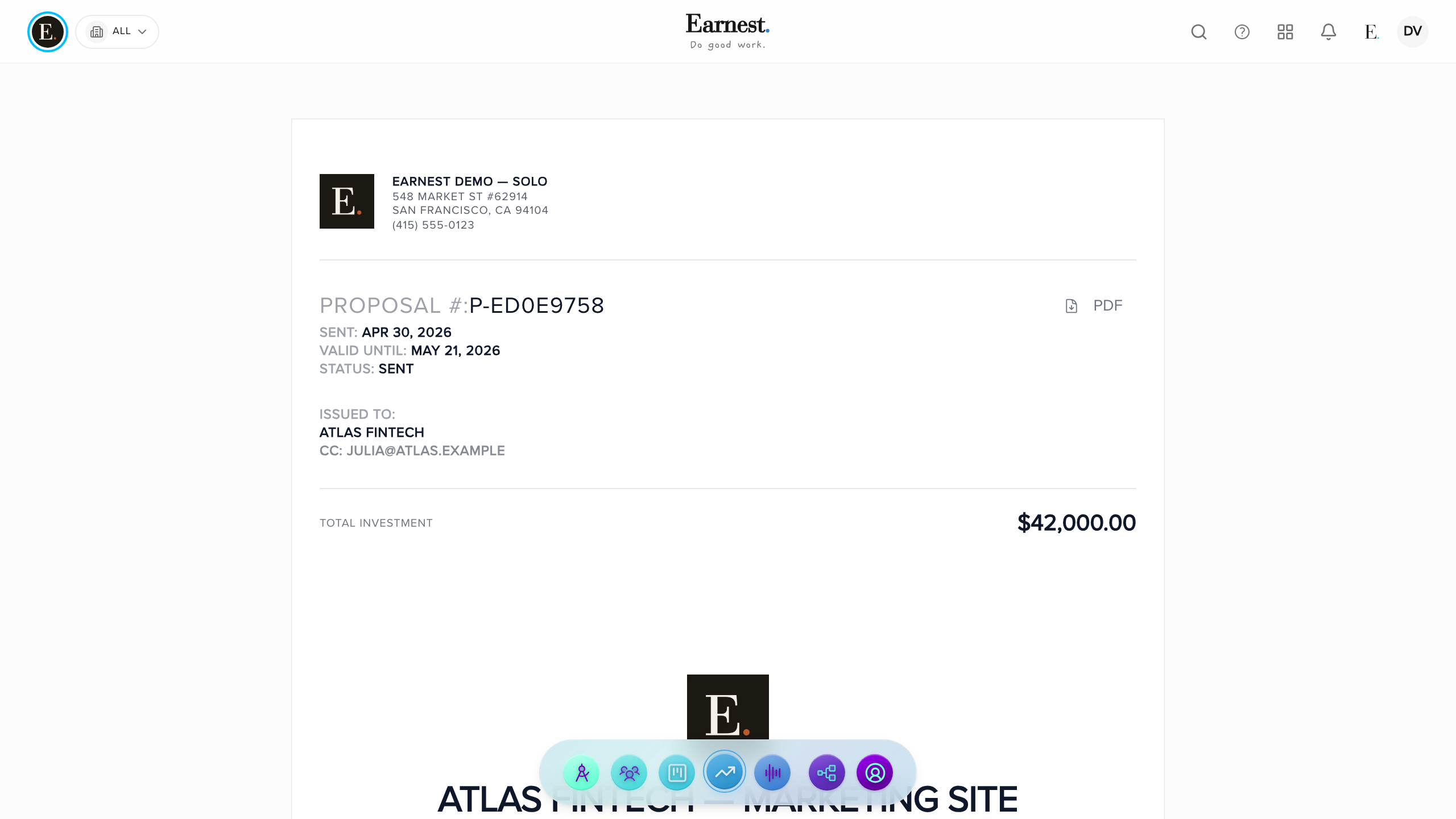 Proposals & Contracts inside Earnest
